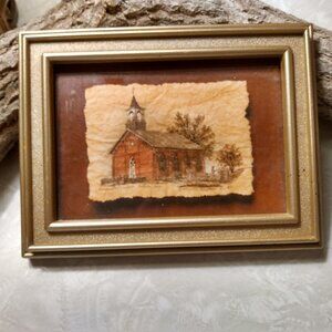 Vintage Richard Neuman (Signed) Framed Art - Golden Reflections Church Chapel
